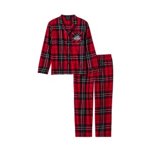 PAJAMA SET-KNIT,BLACK/RED PLAI
