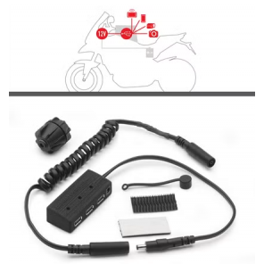 Strømtilkobling for USB med gjennomføring for tankveske